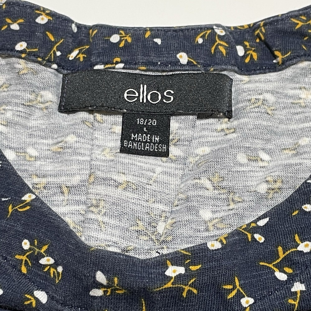 Ellos Floral Top Short Cap Sleeve Women's Large 18/20 - Picture 5 of 10